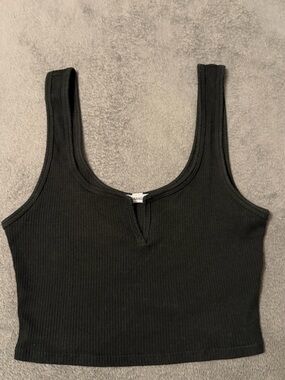 Garage Black Ribbed Scoop Tank